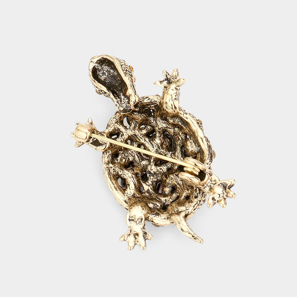 iLLASPARKZ Rhinestone Paved Turtle Brooch