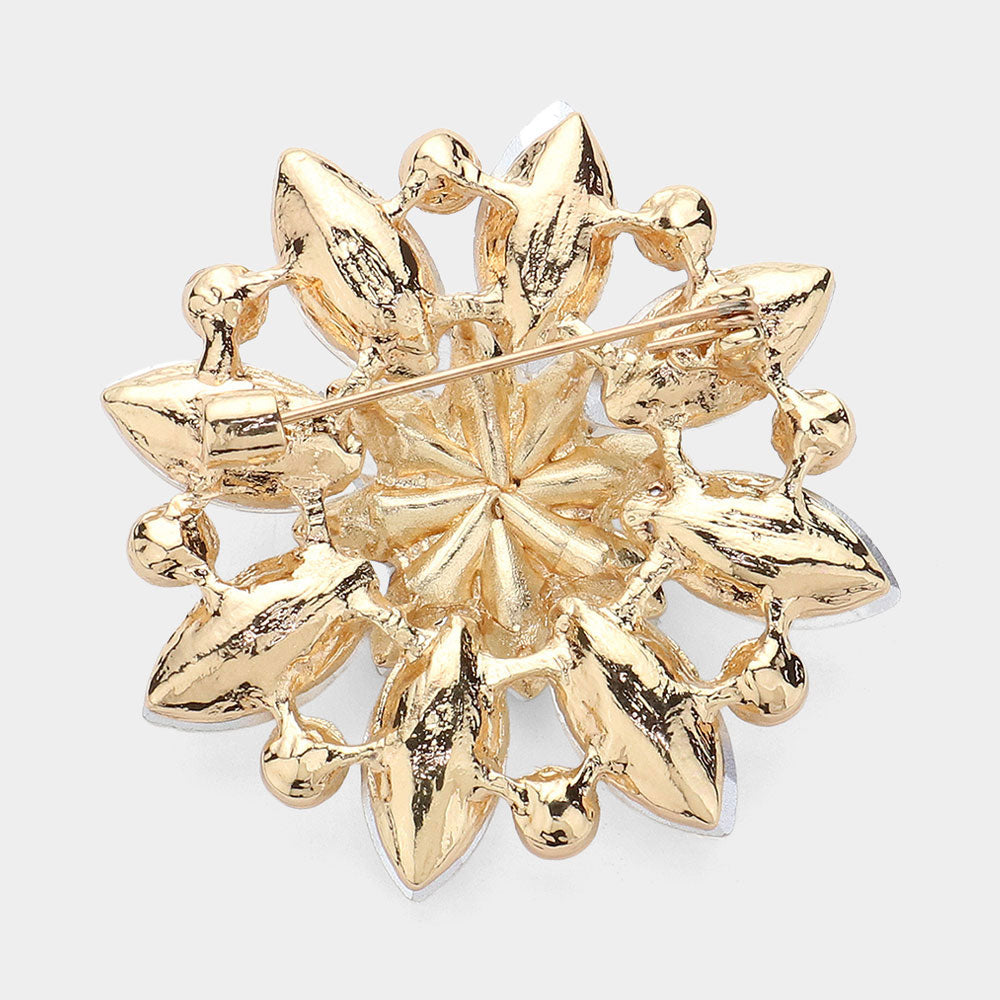 iLLASPARKZ Marquise Stone Accented Flower Pin Brooch