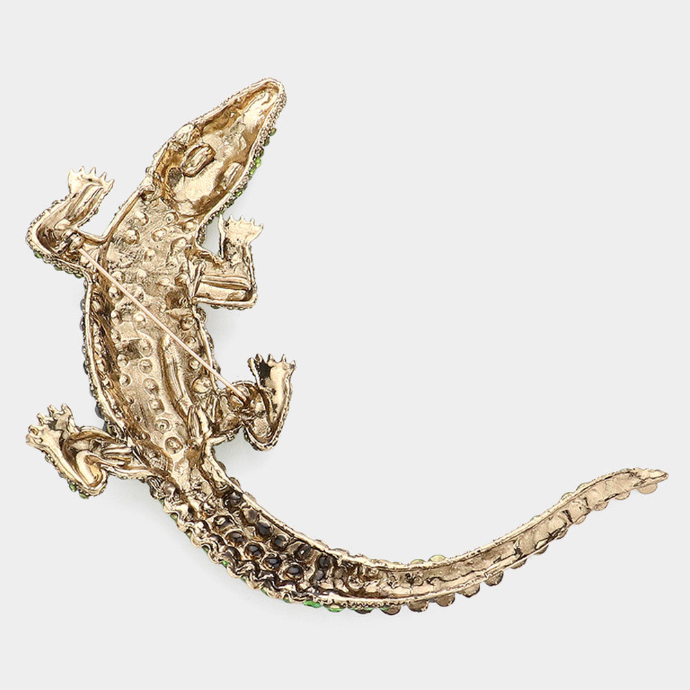 iLLASPARKZ Rhinestone Paved Alligator / Crocodile Pin Brooch