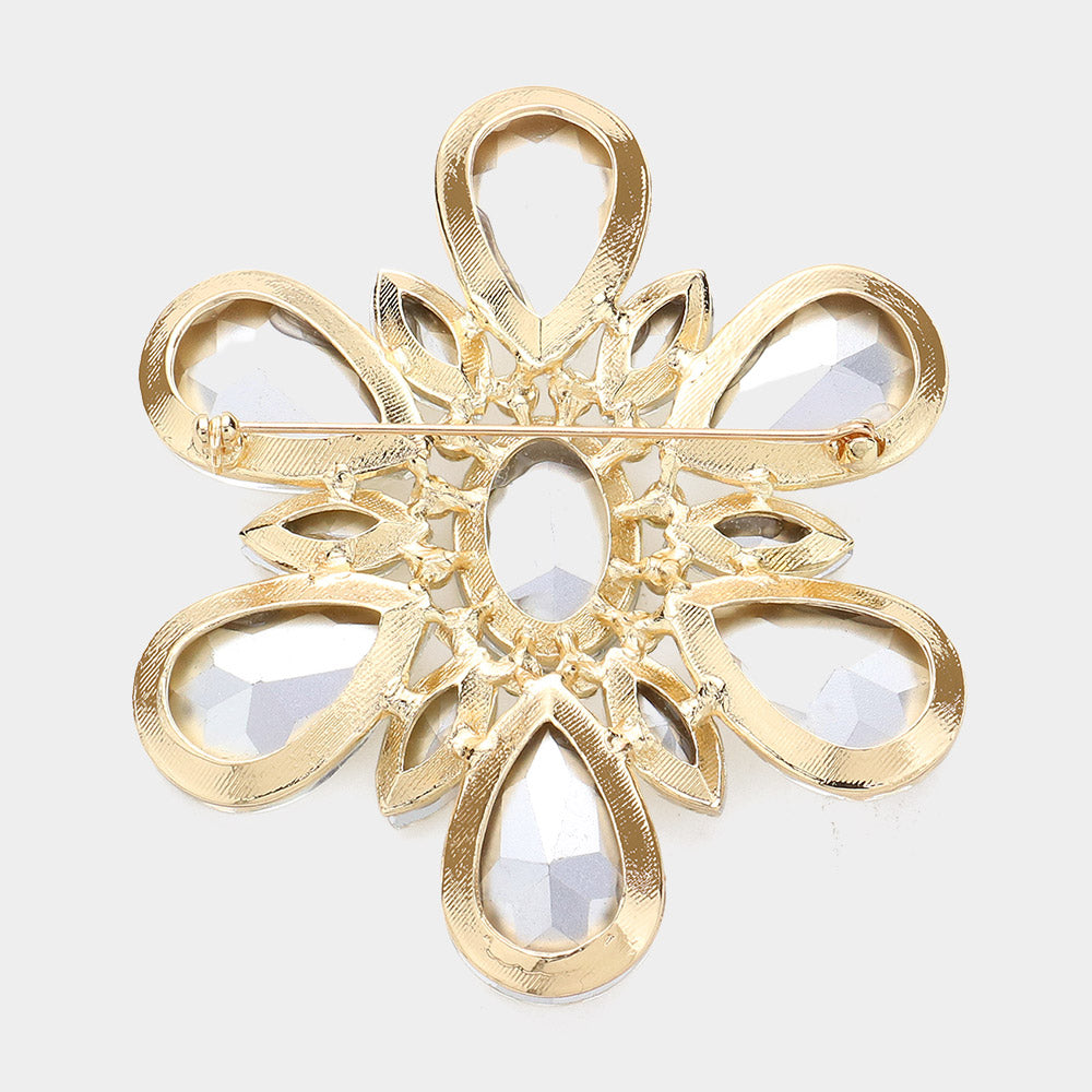 iLLASPARKZ Teardrop Crystal Stone Accented Flower Pin Brooch