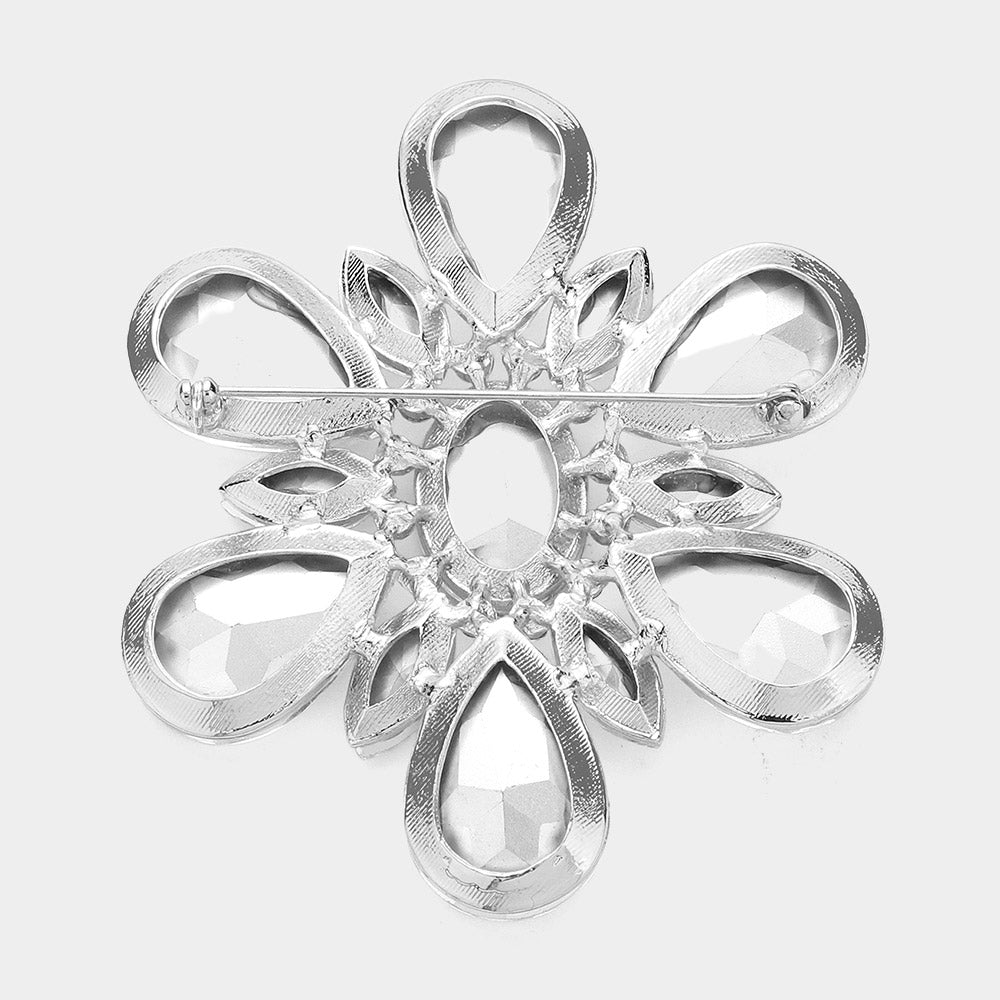 iLLASPARKZ Teardrop Crystal Stone Accented Flower Pin Brooch