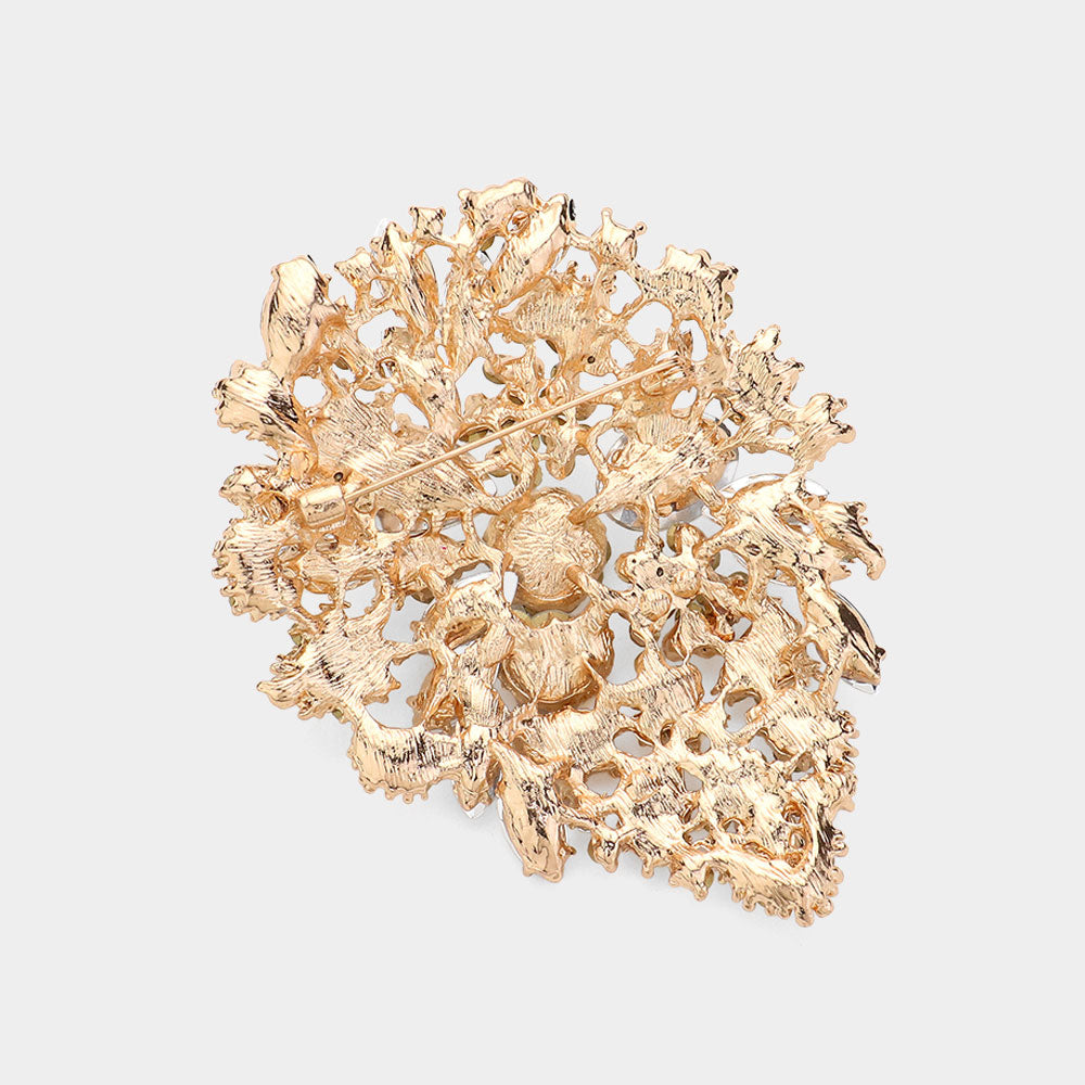 iLLASPARKZ Marquise Stone Accented Flower Pin Brooch