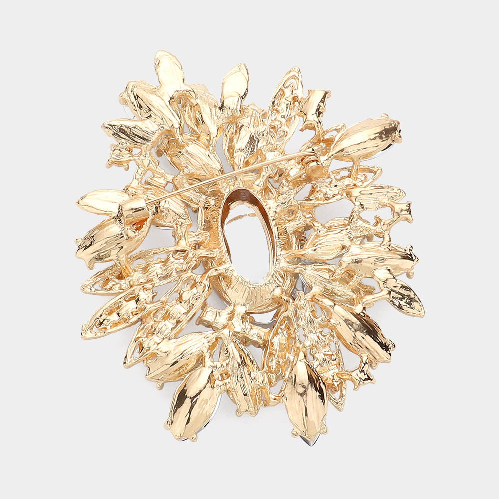 iLLASPARKZ Crystal Flower Leaf Cluster Pin Brooch