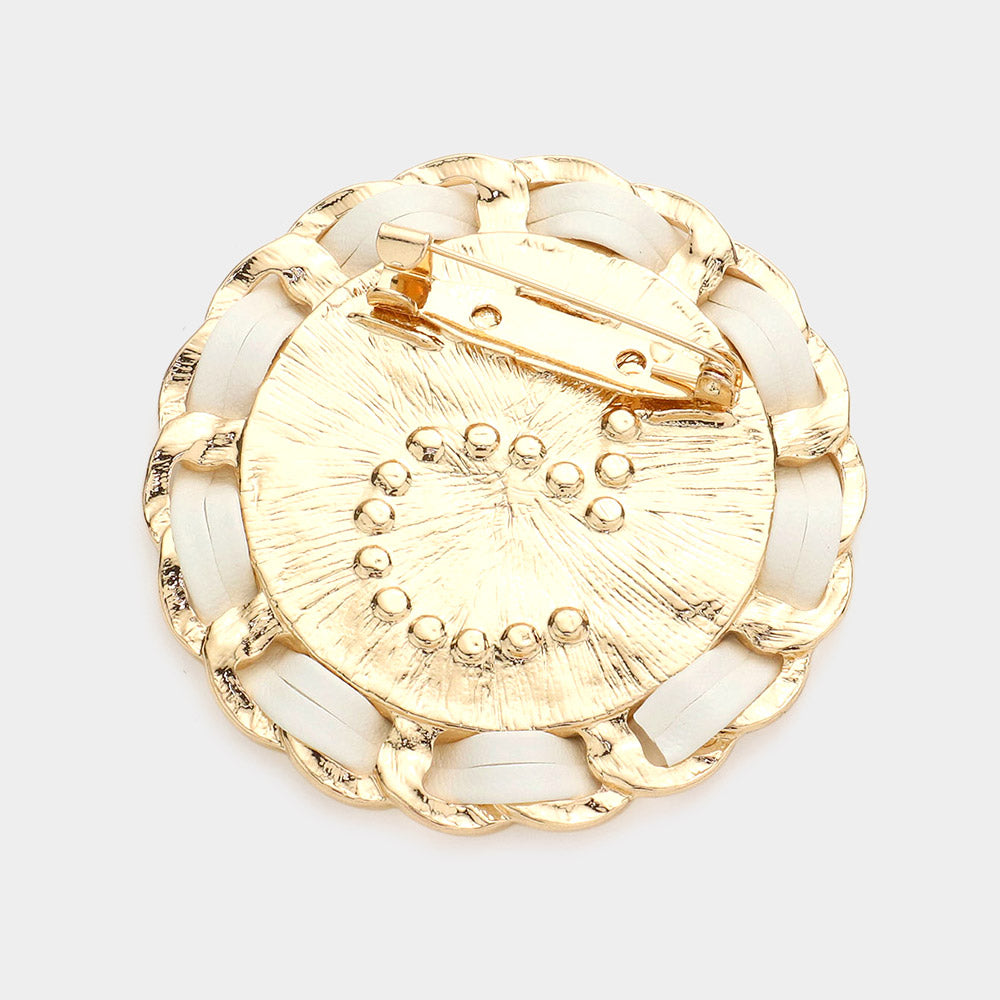 iLLASPARKZ No. 5 Metal Chain Trimmed Round Pin Brooch