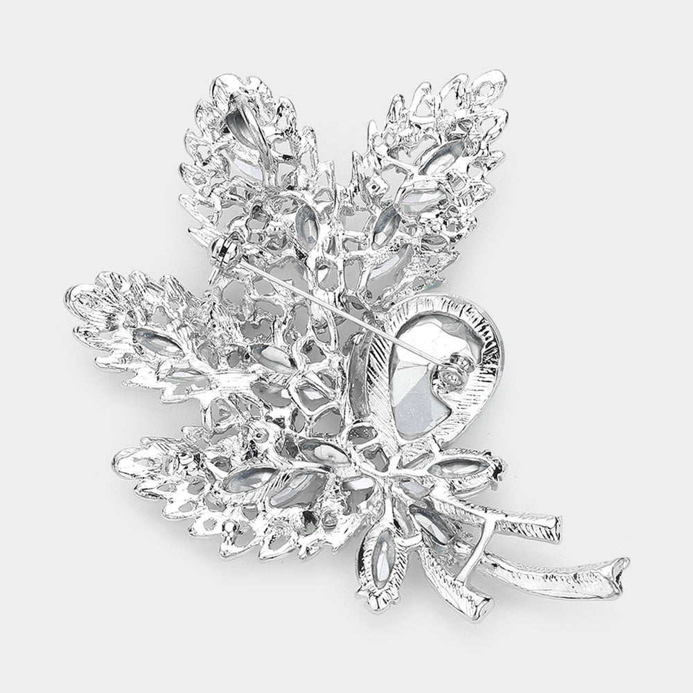 iLLASPARKZ Glass Crystal Leaf Bouquet Brooch / Pendant