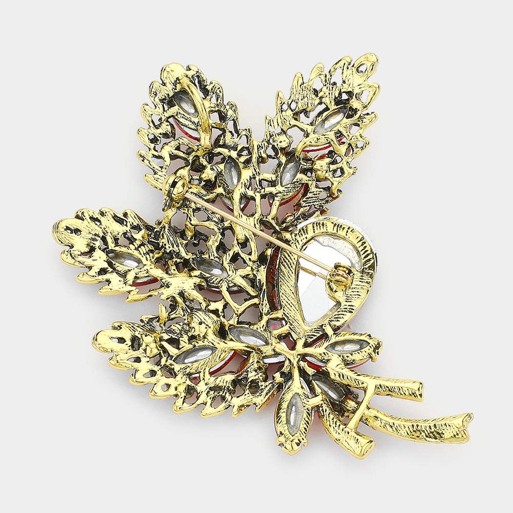 iLLASPARKZ Glass Crystal Leaf Bouquet Brooch / Pendant