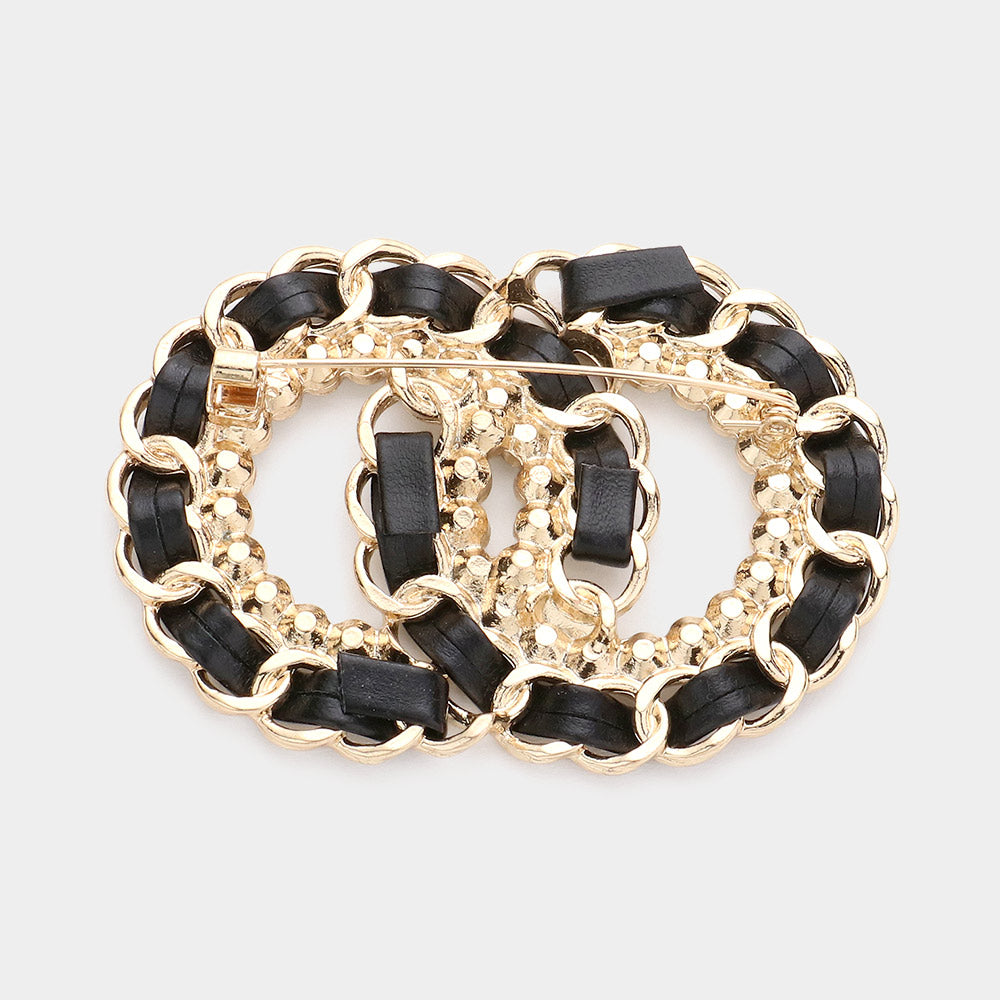 iLLASPARKZ Stone Embellished Double Open Circle Link Pin Brooch