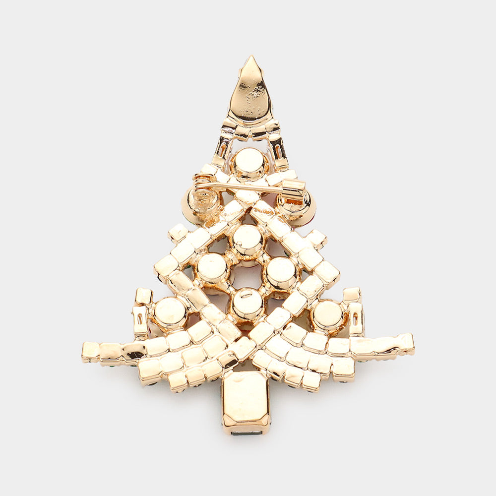 iLLASPARKZ Multi Stone Cluster Christmas Tree Pin Brooch