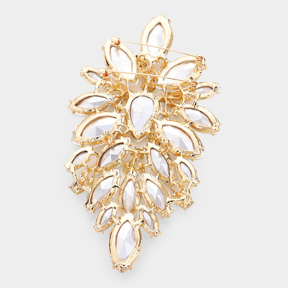 iLLASPARKZ Oversized Glass Crystal Marquise Pin Brooch