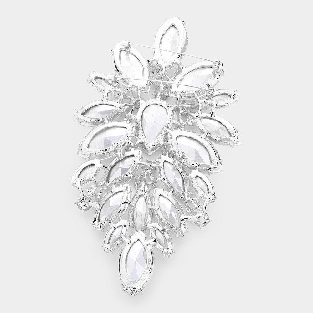 iLLASPARKZ Oversized Glass Crystal Marquise Pin Brooch