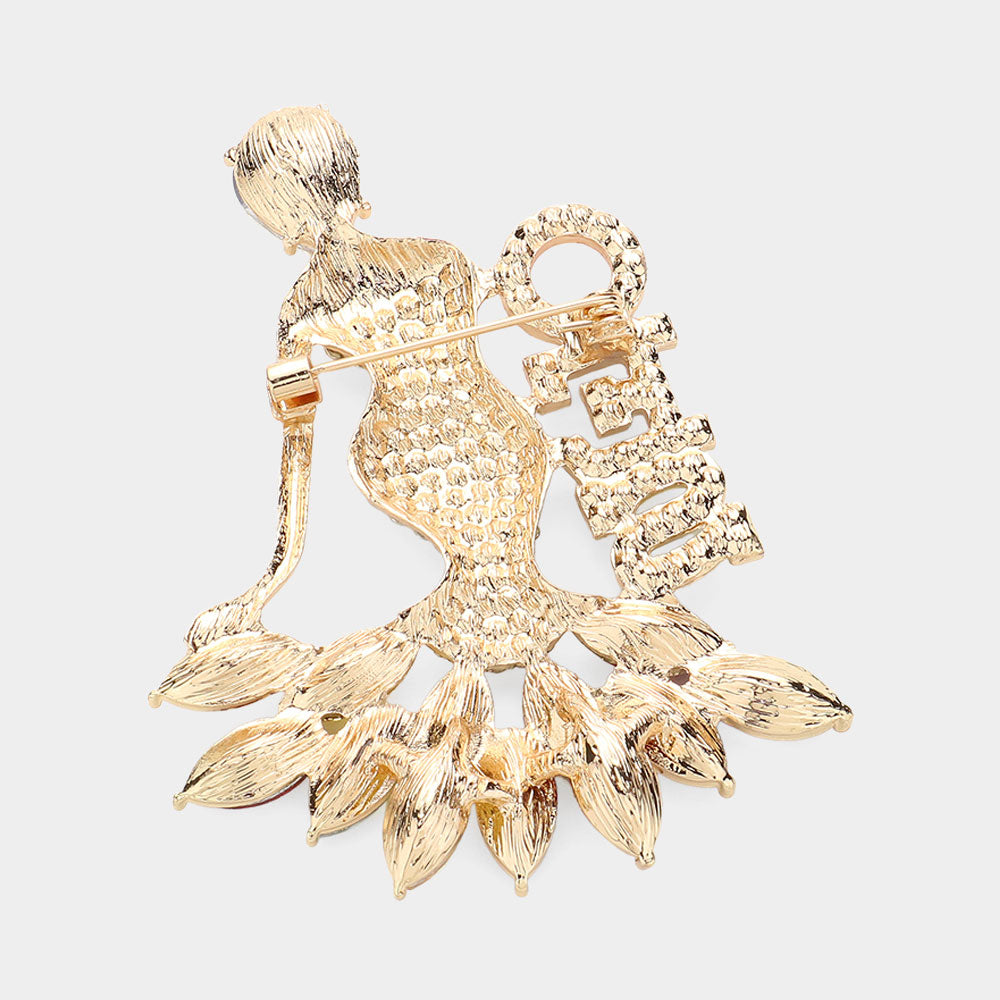 iLLASPARKZ Order Of The Eastern Star Rhinestone Paved Marquise Stone Cluster Embellished Pin Brooch