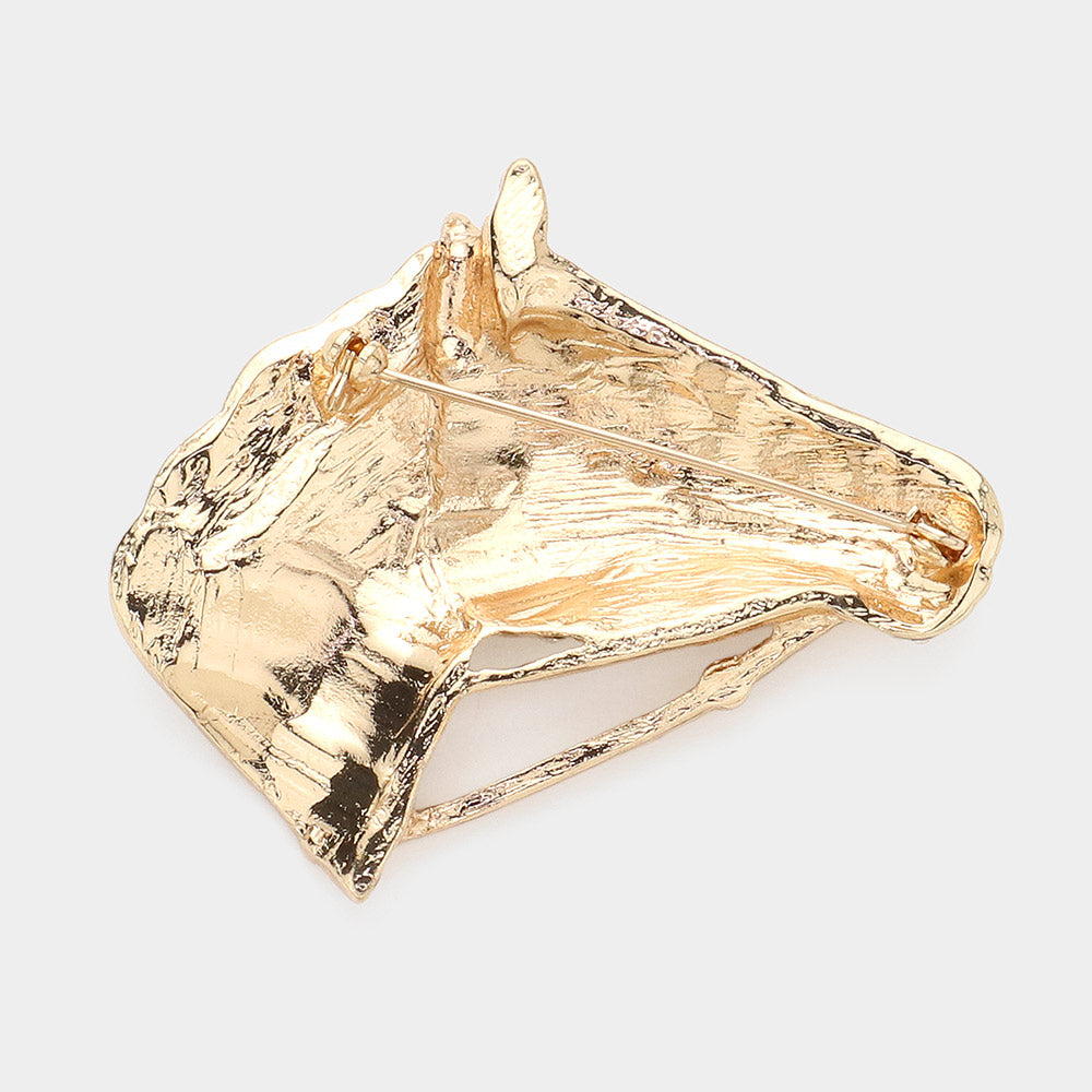 iLLASPARKZ Stone Paved Horse Head Pin Brooch