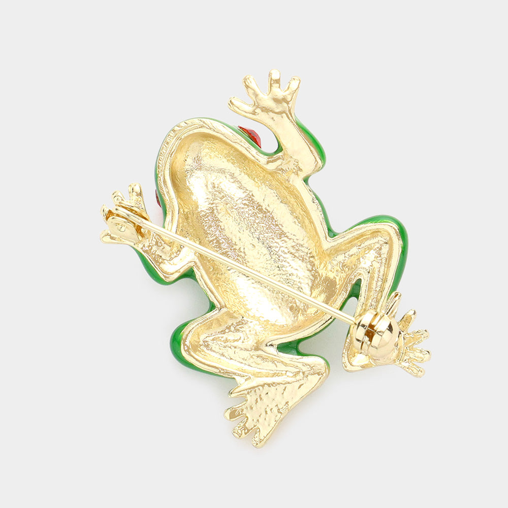 iLLASPARKZ Stone Embellished Enamel Frog Pin Brooch