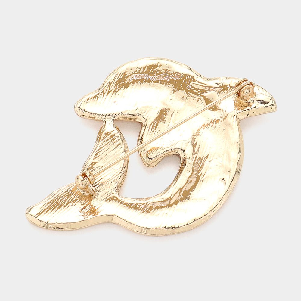 iLLASPARKZ Pearl Abalone Embellished Dolphin Pin Brooch