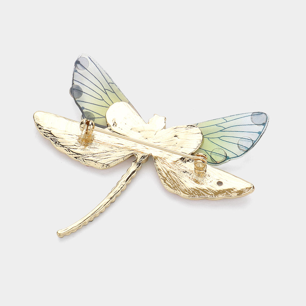 iLLASPARKZ Rhinestone Embellished Enamel Translucent Dragonfly Pin Brooch