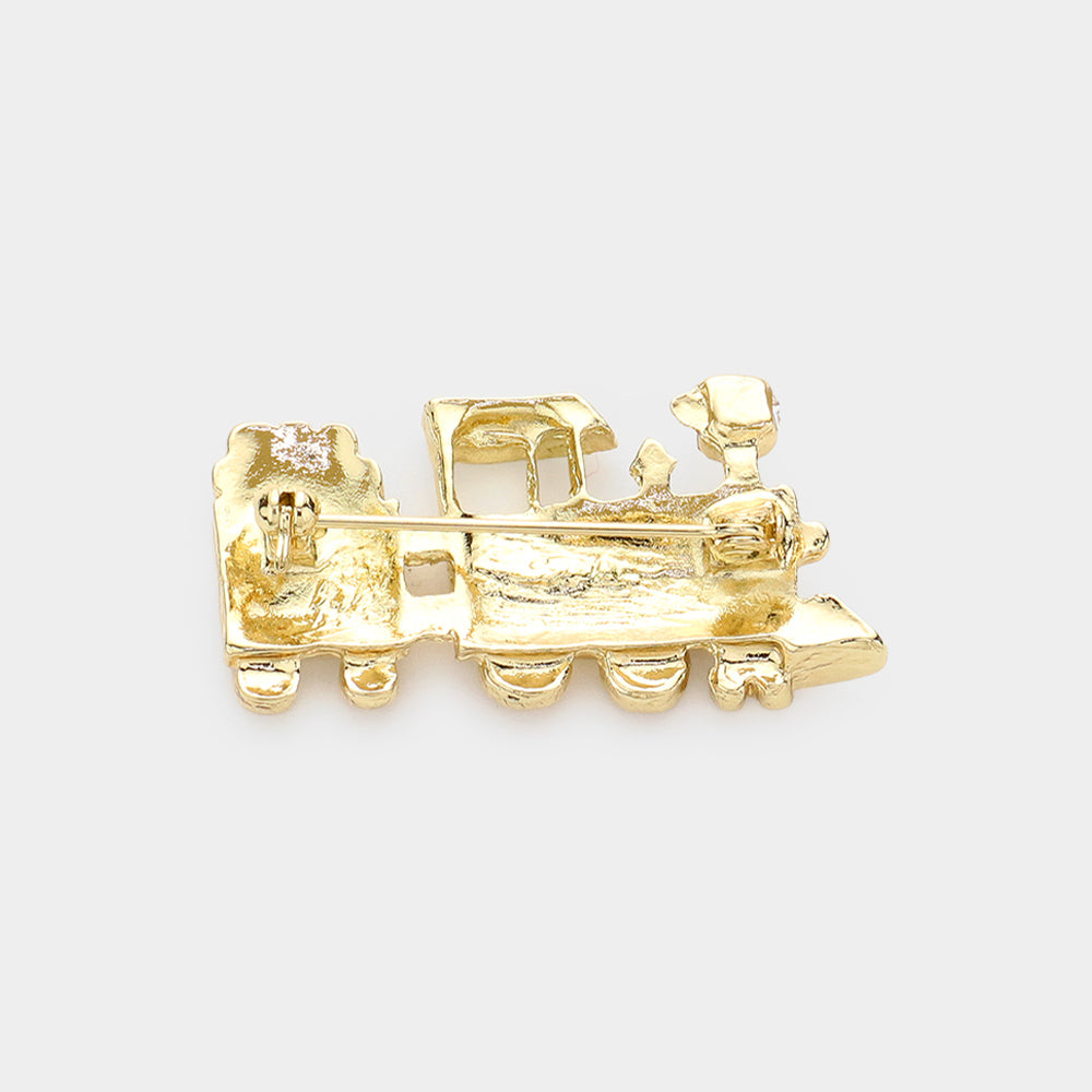 iLLASPARKZ Crystal Pave Train Pin Brooch