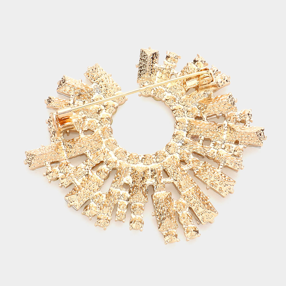 iLLASPARKZ Round Baguette Stone Cluster Pin Brooch