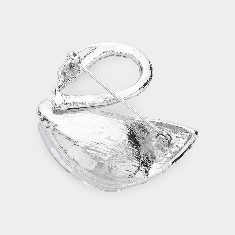 iLLASPARKZ Teardrop Stone Accented Swan Brooch