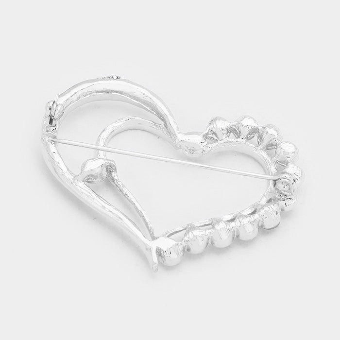 iLLASPARKZ Stone Trimmed Heart Pin Brooch