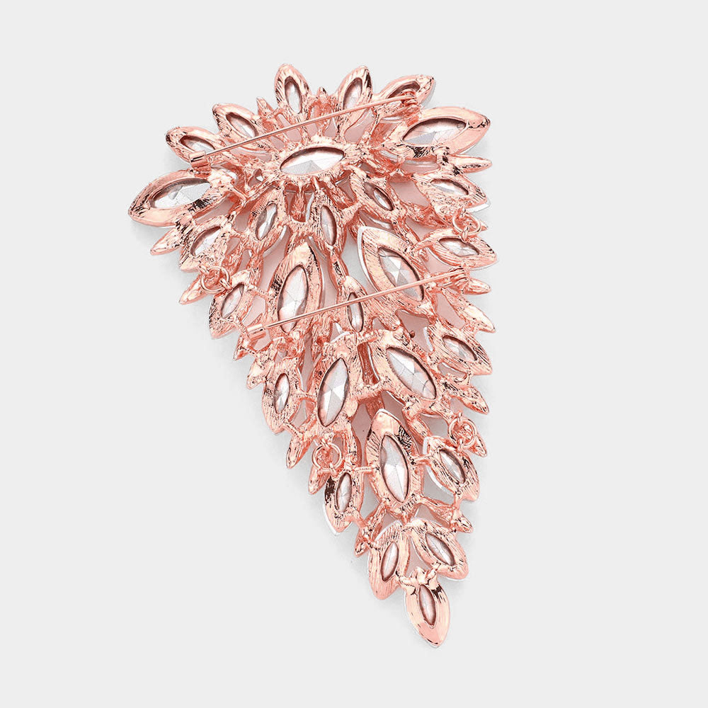 iLLASPARKZ Marquise Stone Leaf Cluster Vine Pin Brooch