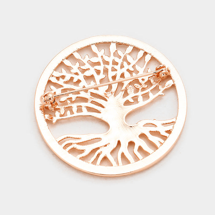 iLLASPARKZ Stone Trimmed Tree of Life Pin Brooch