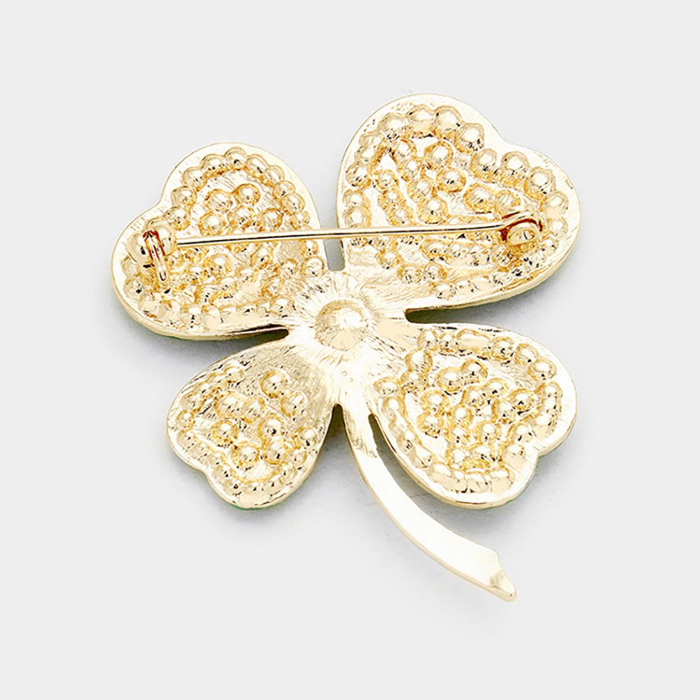 iLLASPARKZ Stone Paved Clover Pin Brooch