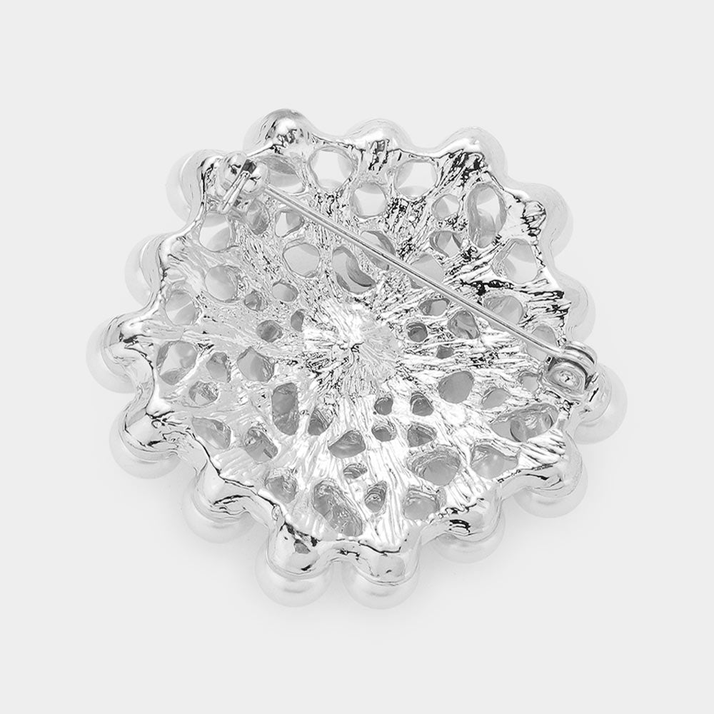 iLLASPARKZ Floral Crystal Pearl Cluster Pin Brooch