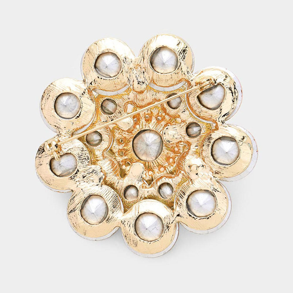 iLLASPARKZ Round Crystal Flower Pin Brooch