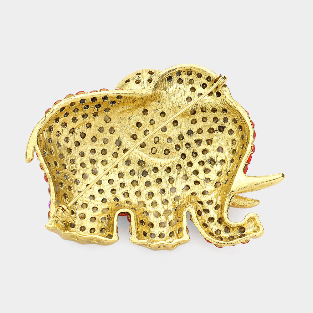 iLLASPARKZ Rhinestone Pave Elephant Pin Brooch