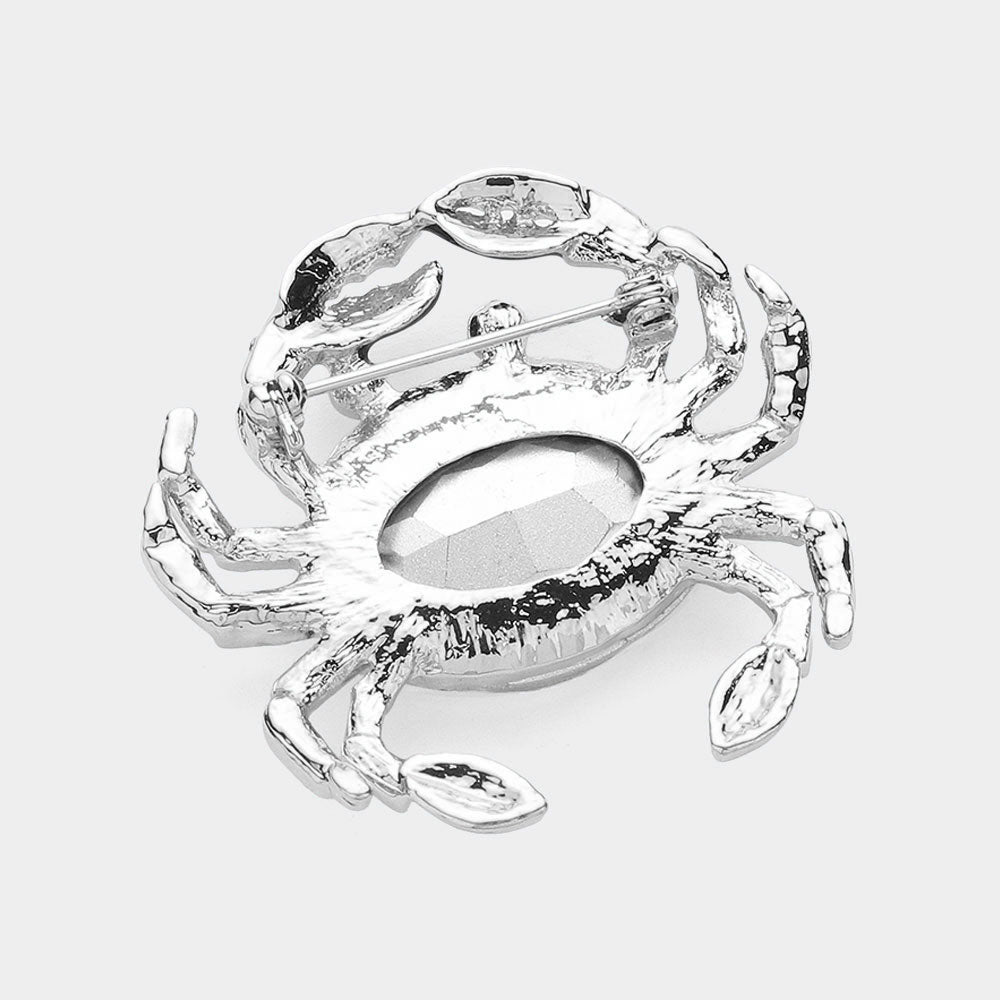 iLLASPARKZ Glass Crystal Rhinestone Pave Crab Brooch