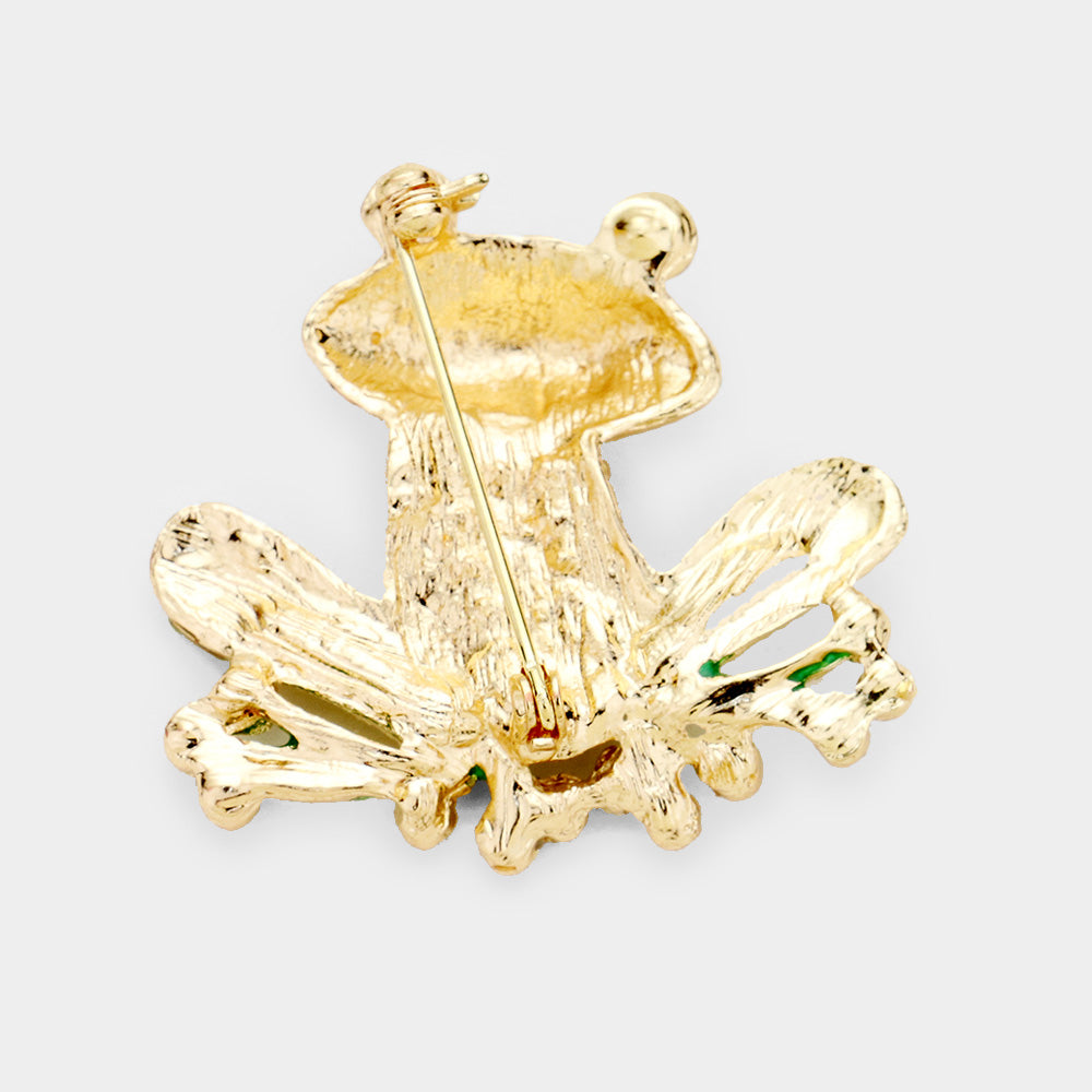 iLLASPARKZ Rhinestone Pave Frog Pin Brooch