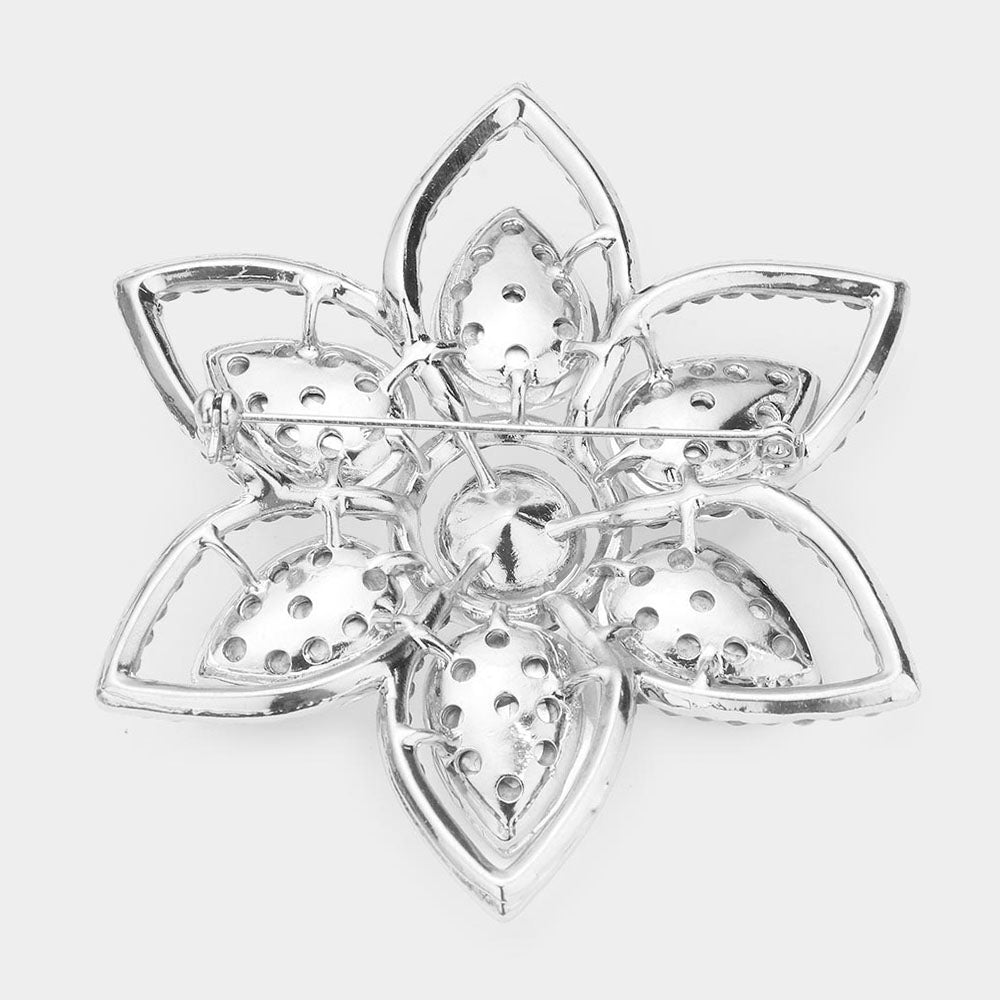 iLLASPARKZ Teardrop Stone Accented Flower Pin Brooch