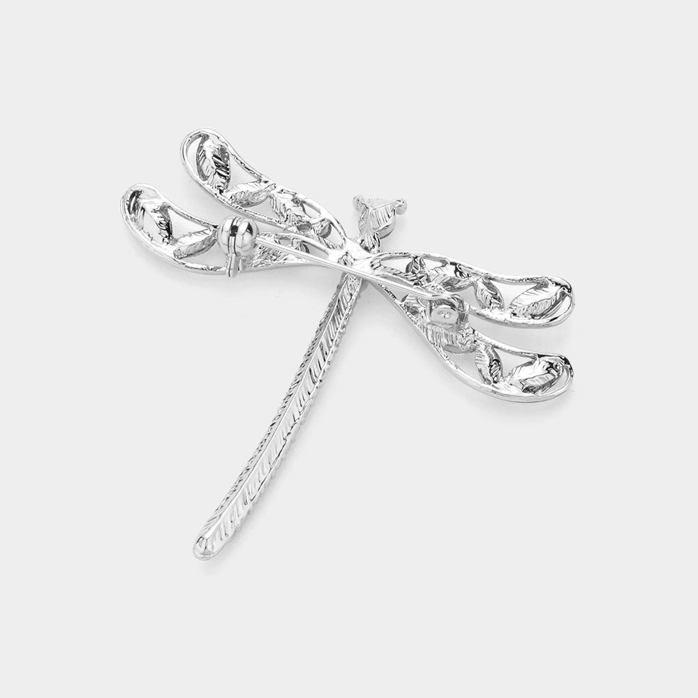 iLLASPARKZ Marquise Round Stone Embellished Dragonfly Pin Brooch