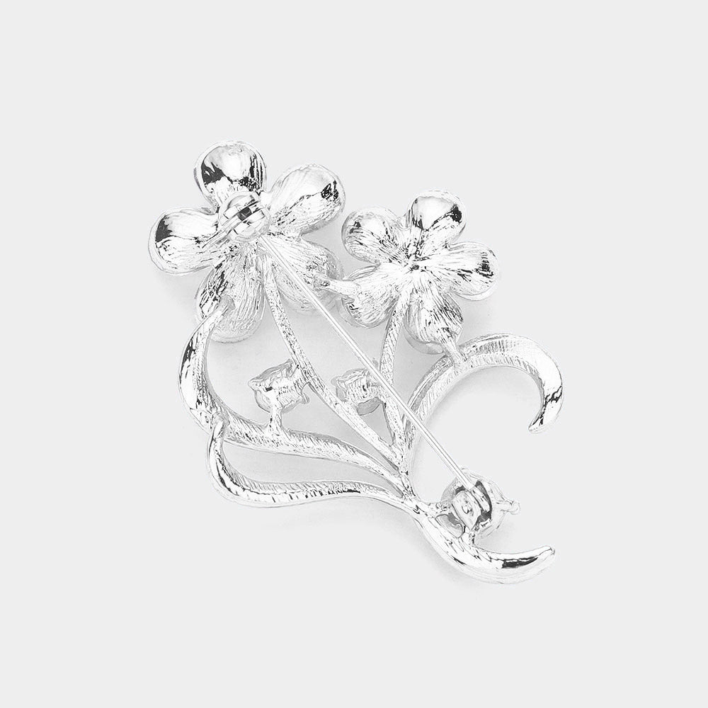 iLLASPARKZ Glass Crystal Stone Flower Embellished Brooch