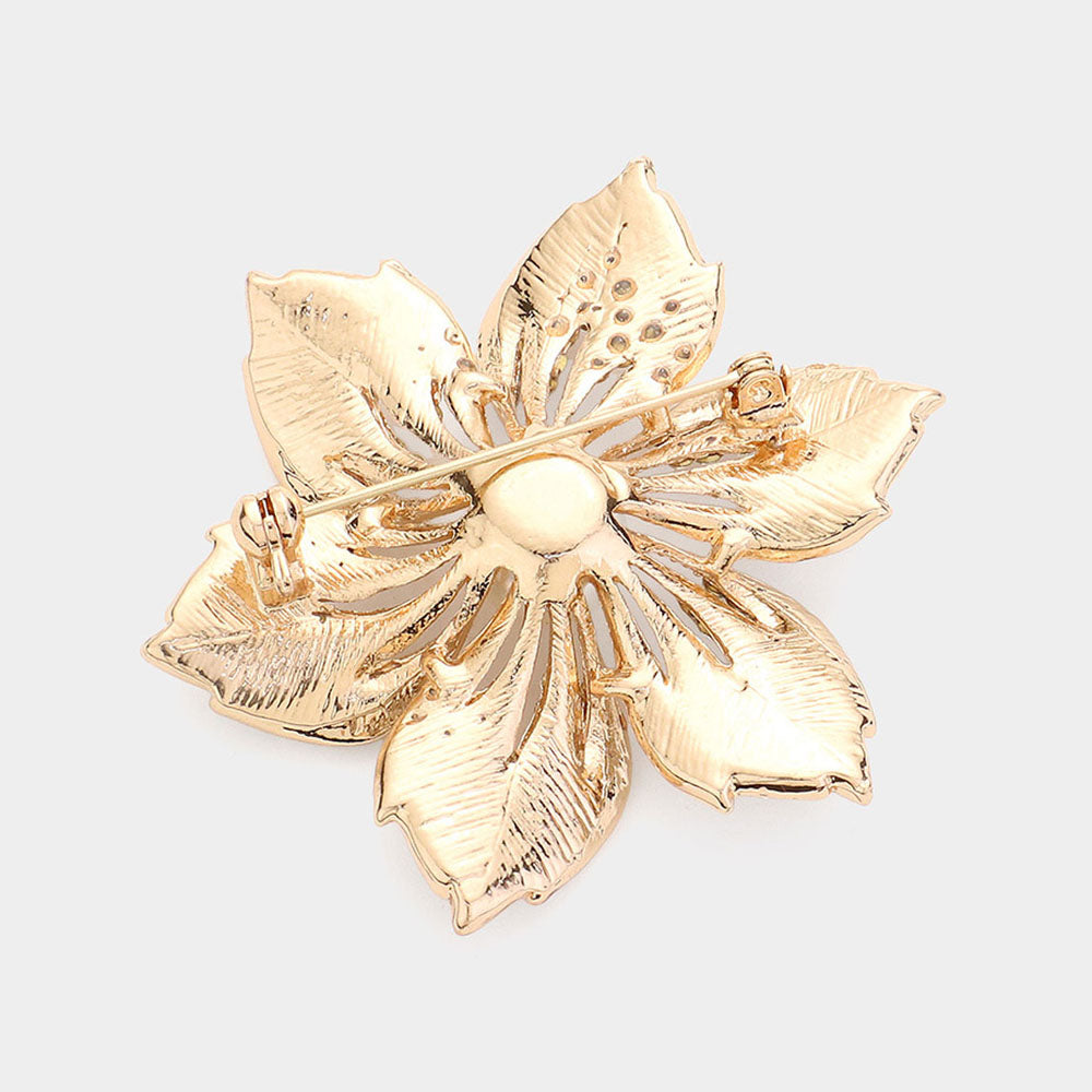 iLLASPARKZ Stone Pointed Stone Paved Flower Pin Brooch