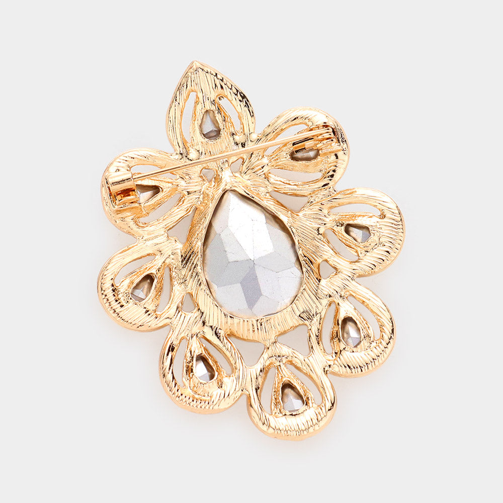 iLLASPARKZ Teardrop Stone Accented Floral Pin Brooch