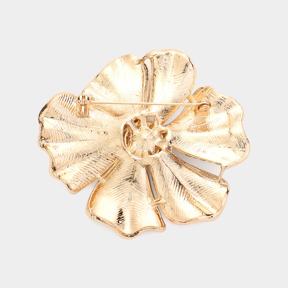 iLLASPARKZ Round Stone Pointed Rhinestone Paved Flower Pin Brooch