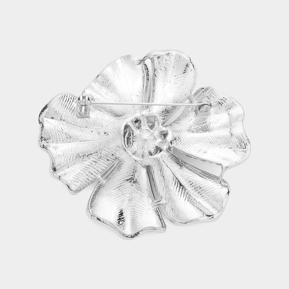 iLLASPARKZ Round Stone Pointed Rhinestone Paved Flower Pin Brooch