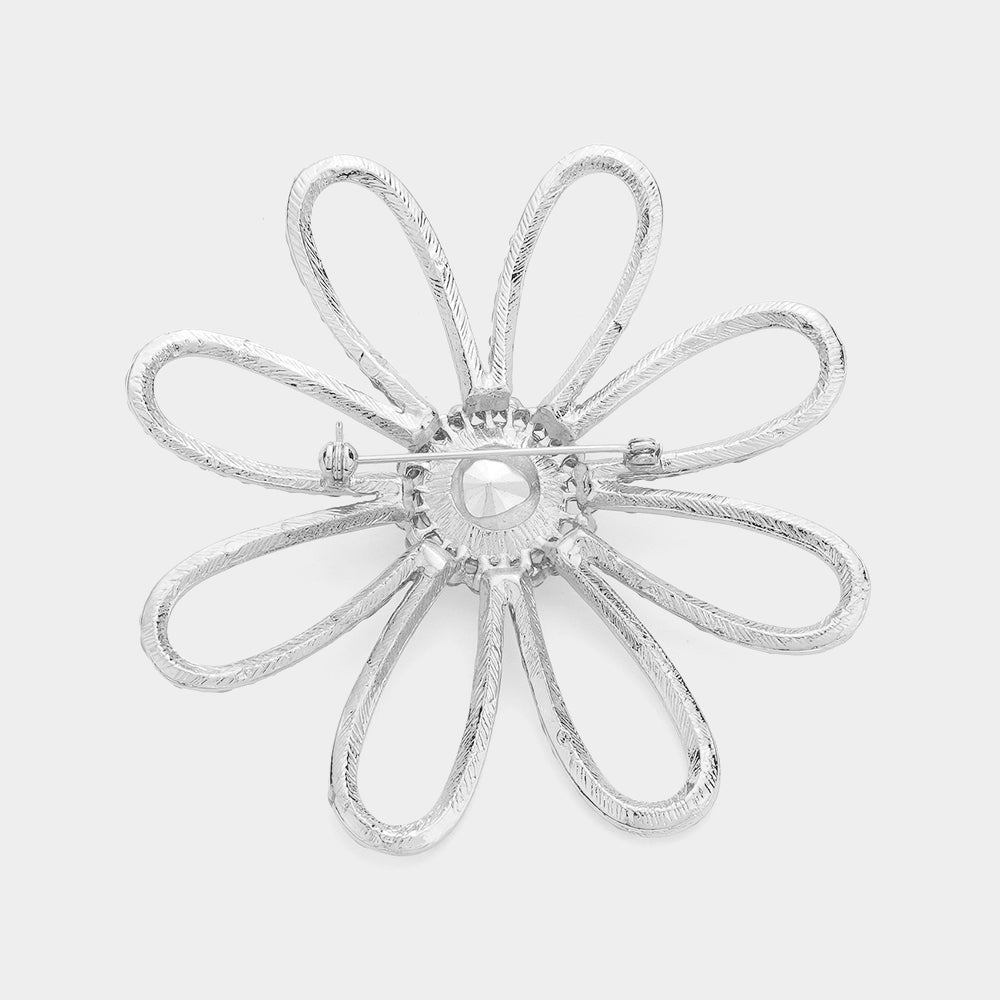 iLLASPARKZ Rhinestone Paved Flower Pin Brooch