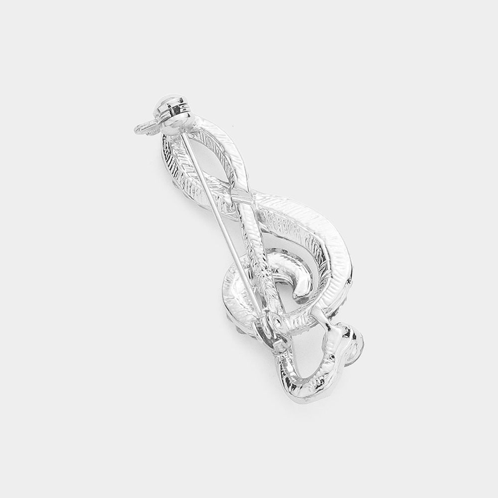 iLLASPARKZ Rhinestone Paved Treble Clef Pin Brooch