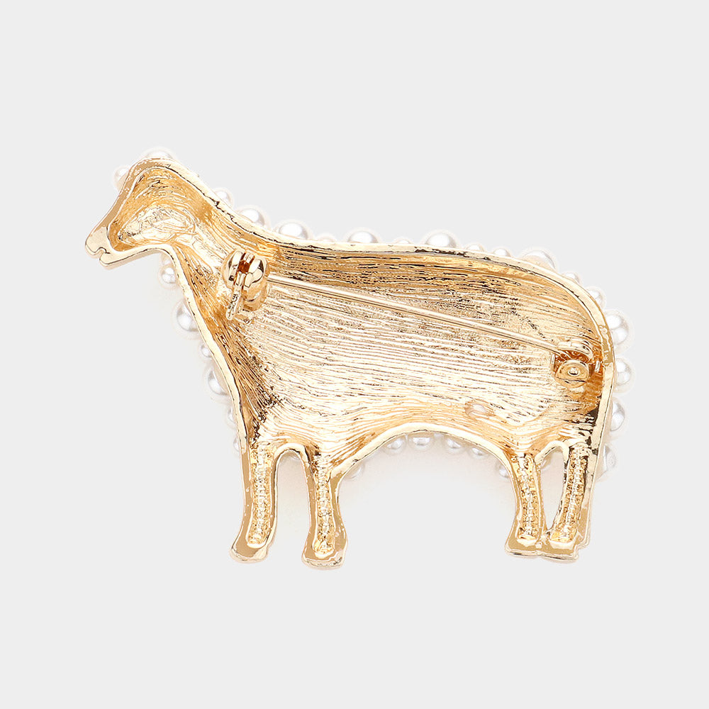 iLLASPARKZ Pearl Embellished Sheep Brooch