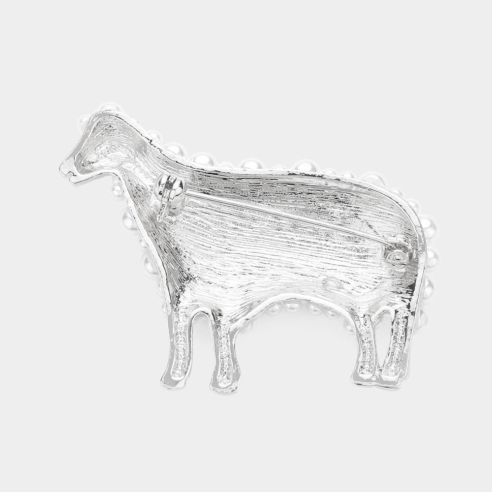 iLLASPARKZ Pearl Embellished Sheep Brooch