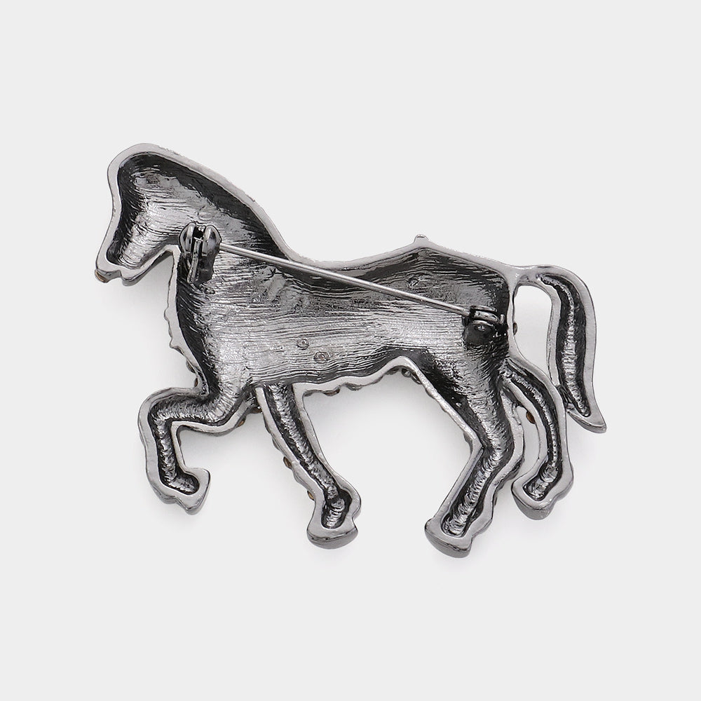 iLLASPARKZ Rhinestone Paved Horse Pin Brooch