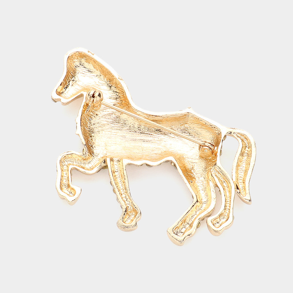 iLLASPARKZ Rhinestone Paved Horse Pin Brooch