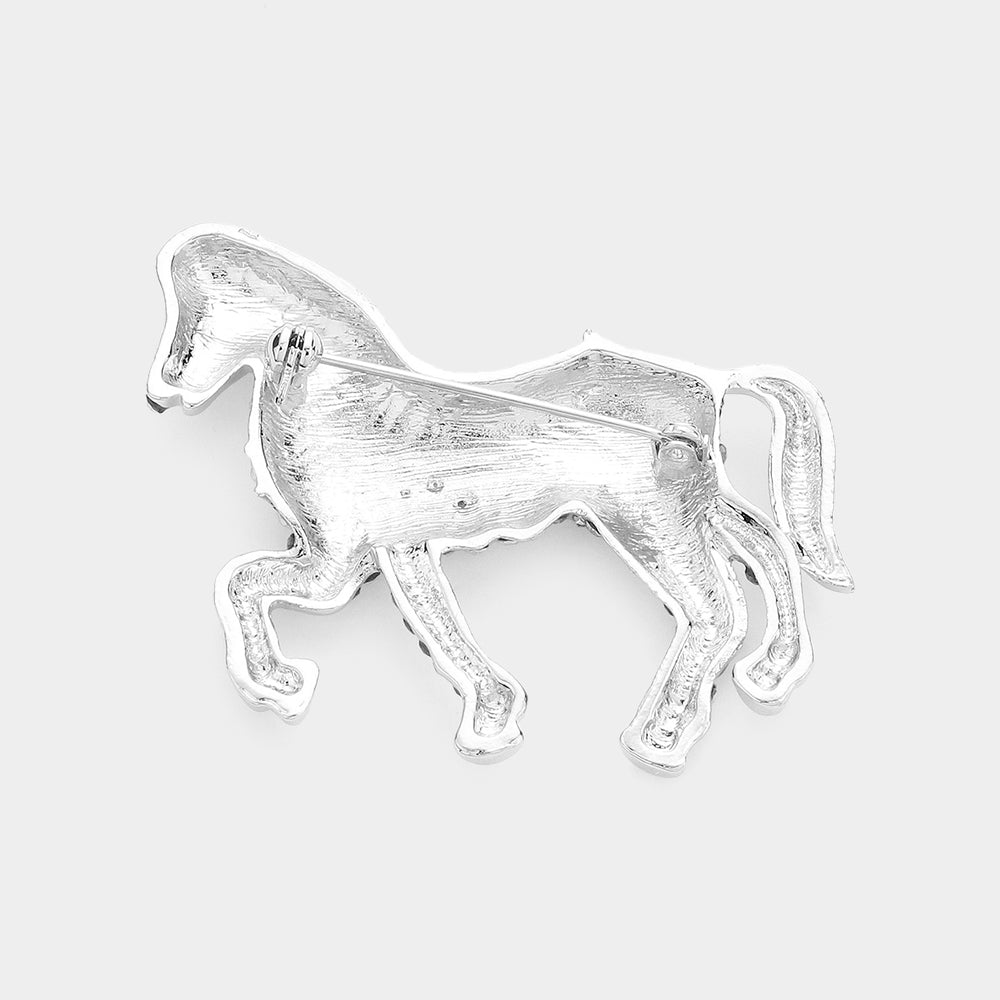 iLLASPARKZ Rhinestone Paved Horse Pin Brooch