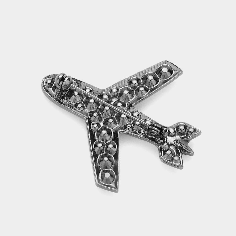 iLLASPARKZ Stone Embellished Airplane Pin Brooch