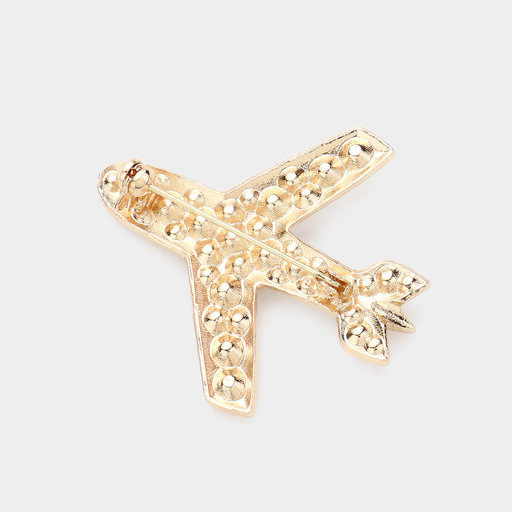 iLLASPARKZ Stone Embellished Airplane Pin Brooch