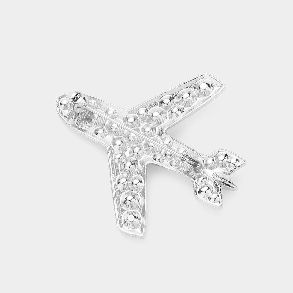 iLLASPARKZ Stone Embellished Airplane Pin Brooch