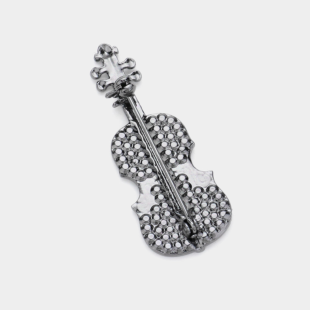 iLLASPARKZ Stone Embellished Violin Pin Brooch