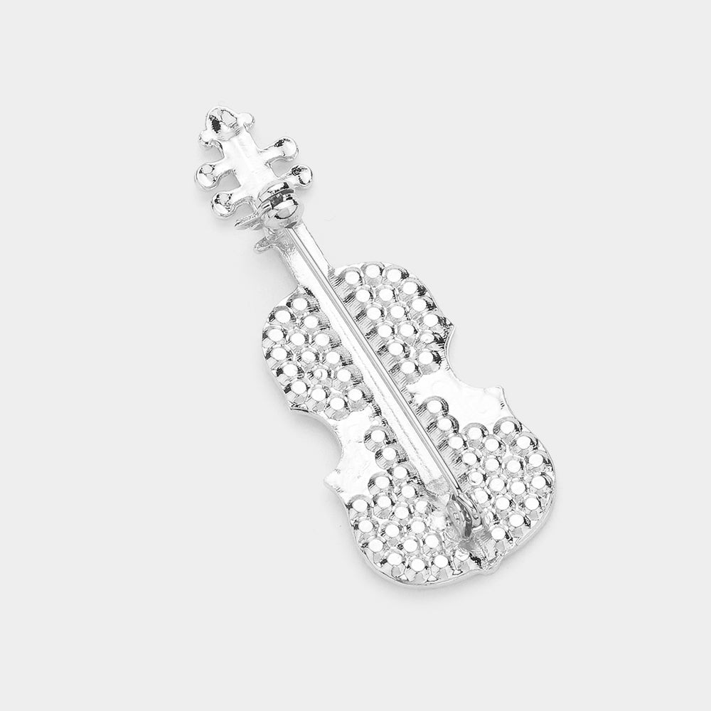 iLLASPARKZ Stone Embellished Violin Pin Brooch